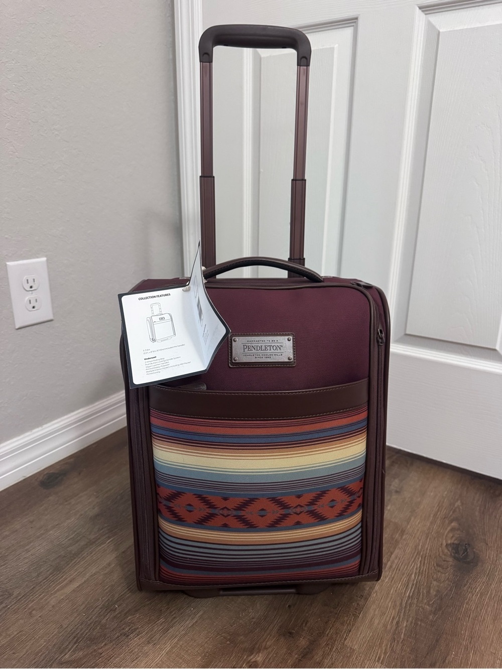 Pendleton Burgundy Carry-On with Southwestern Multicolor Front Panel